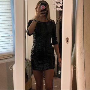 Black sequined short homecoming/prom dress